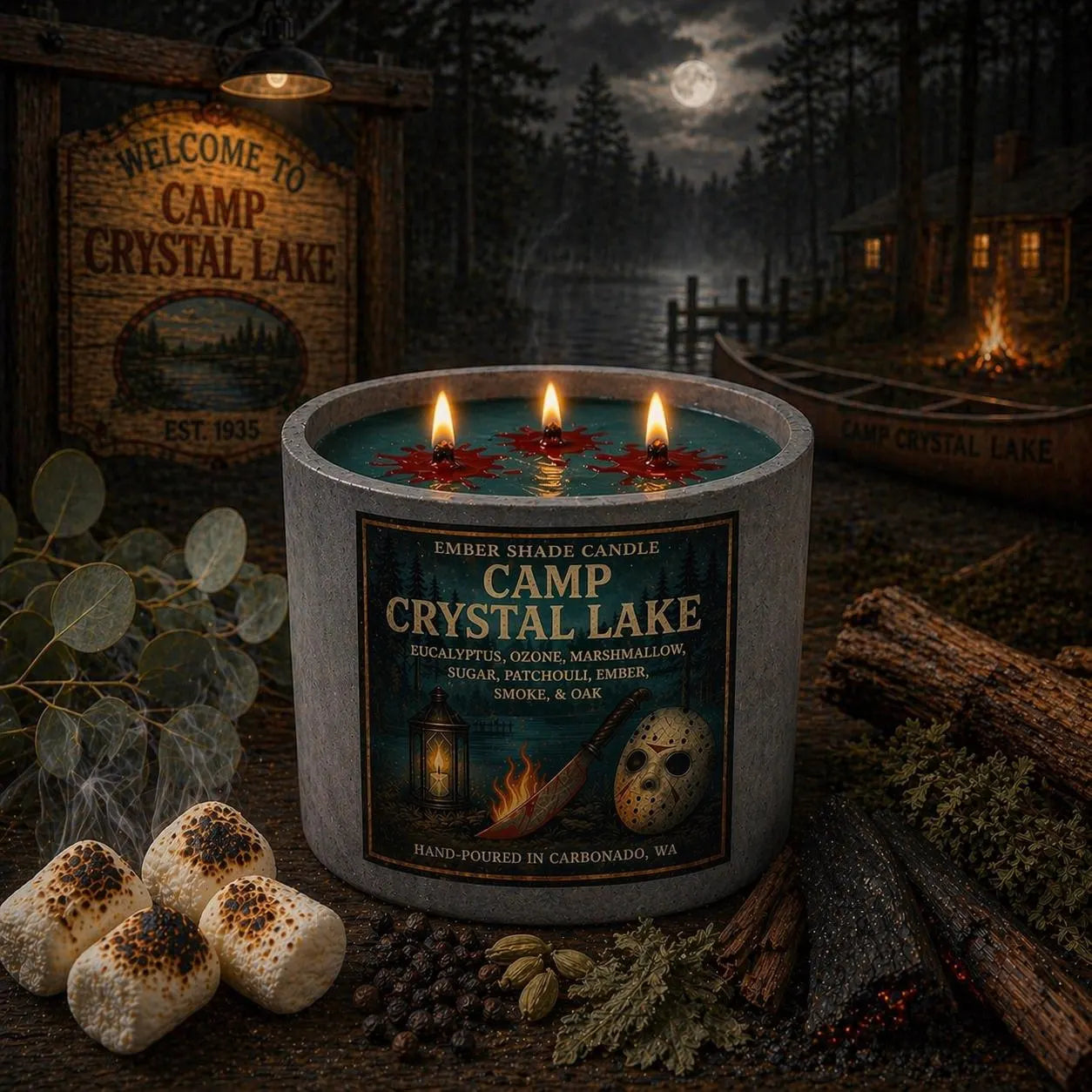Ember Shade - Camp Crystal Lake - Eucalyptus, Marshmallow, Patchouli, Oak, Ember