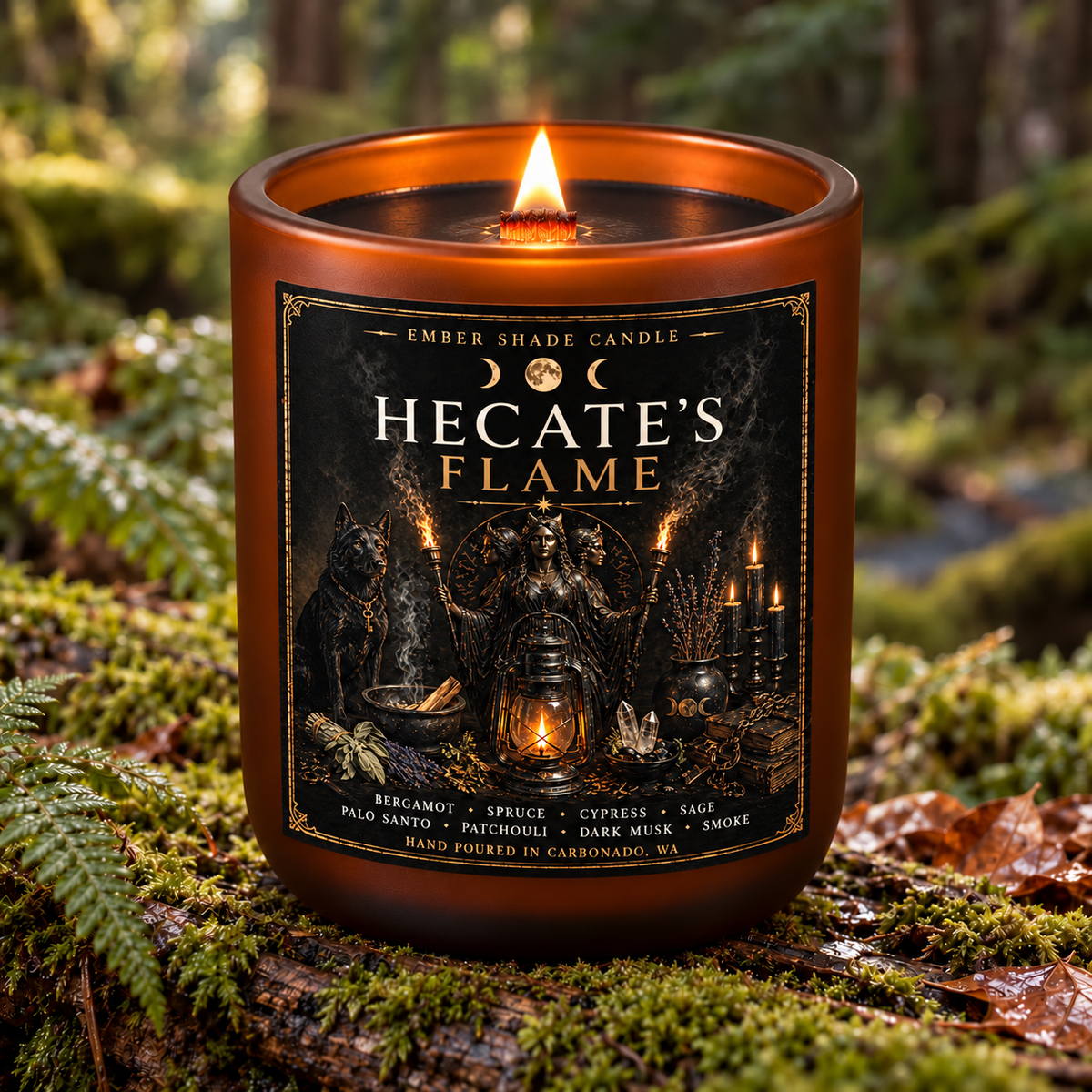 Ember Shade - Hecate’s Flame - Bergamot, Spruce, Cypress, Sage, Palo Santo, Patchouli, Dark Musk, Smoke