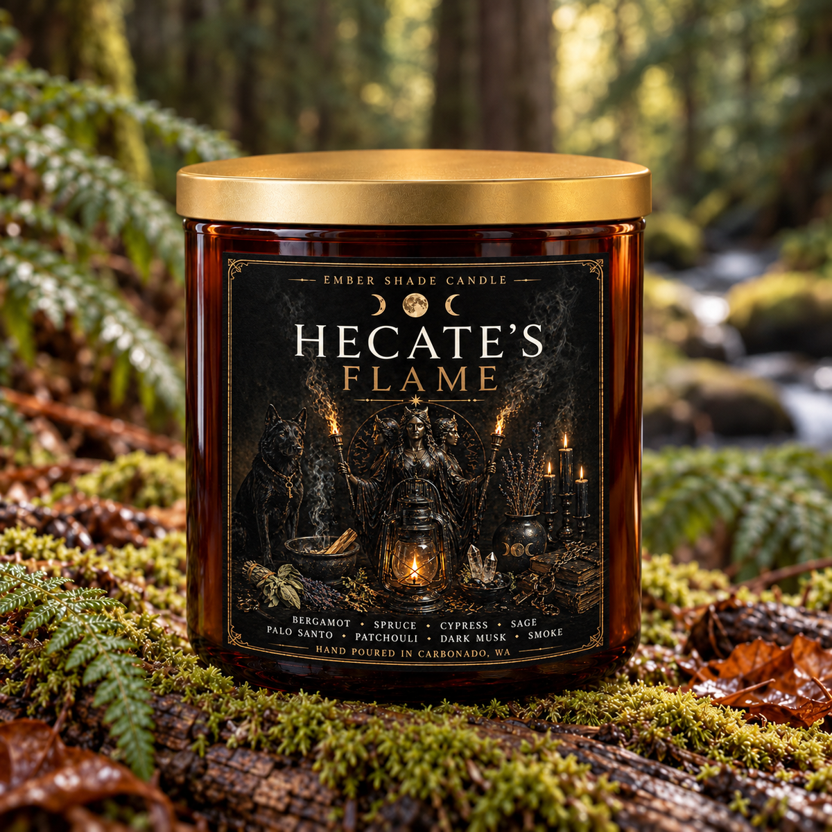 Ember Shade - Hecate’s Flame - Bergamot, Spruce, Cypress, Sage, Palo Santo, Patchouli, Dark Musk, Smoke