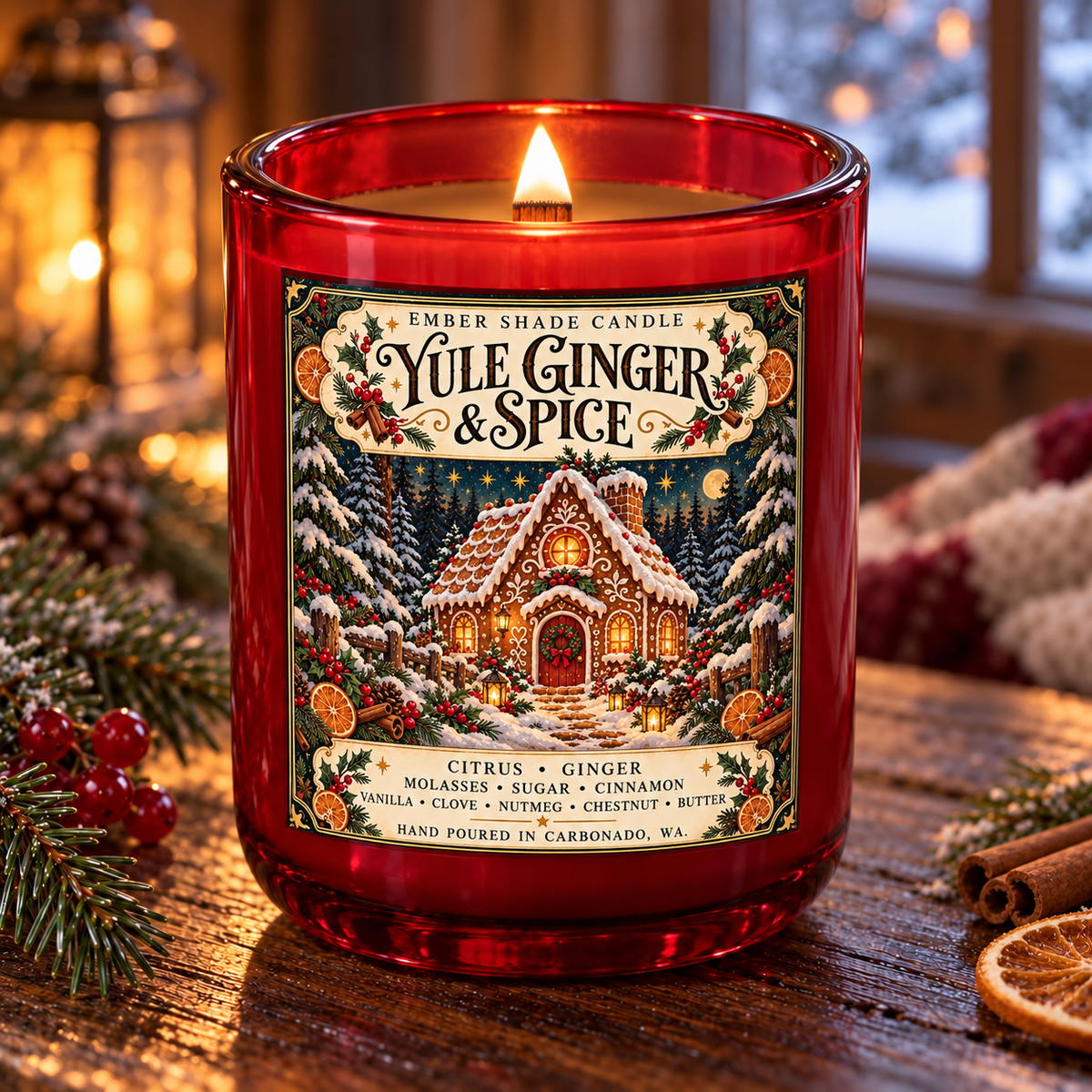 Ember Shade - Yule Ginger & Spice- Citrus, Ginger, Molasses, Cinnamon, Sugar, Vanilla, Clove, Nutmeg, Chestnut, Butter