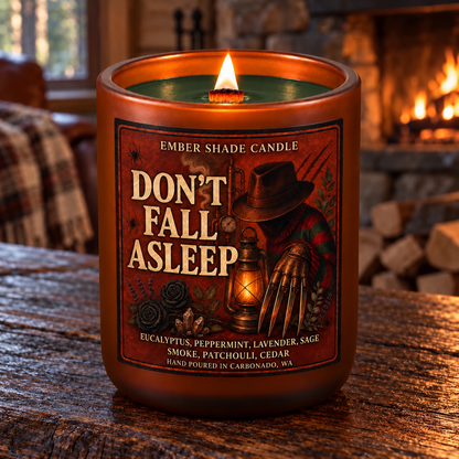 Ember Shade- Don’t Fall Asleep-Eucalyptus, Peppermint, Lavender, Sage, Smoke, Patchouli, Cedar