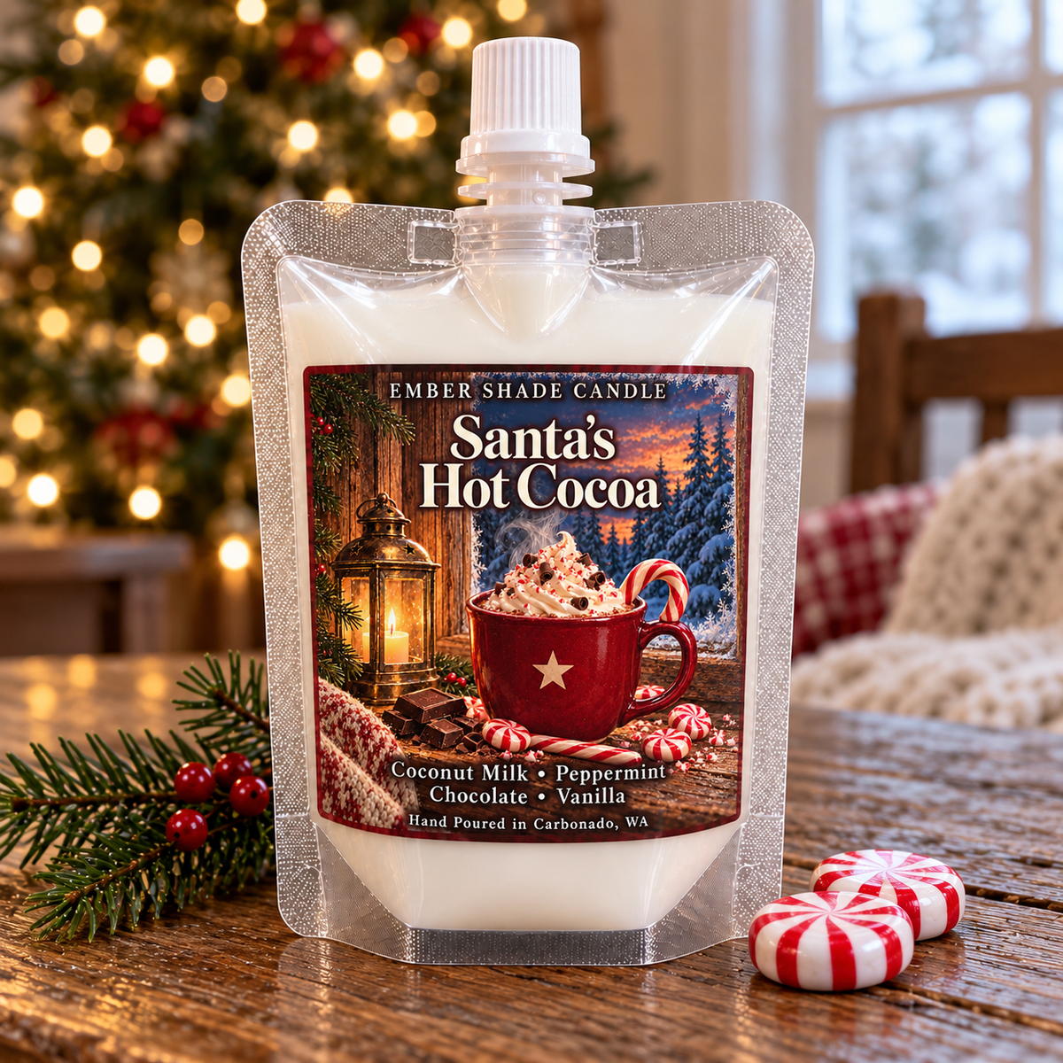 Ember Shade- Santa’s Hot Cocoa- Coconut Milk, Peppermint,Chocolate, Vanilla