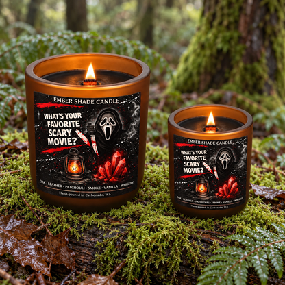 Ember Shade - What's your Favorite Scary Movie? Candle - White Oak & Vanilla