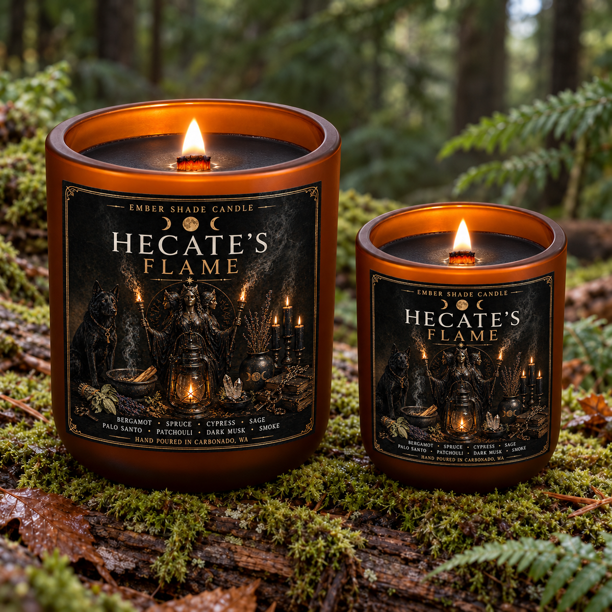 Ember Shade - Hecate’s Flame - Bergamot, Spruce, Cypress, Sage, Palo Santo, Patchouli, Dark Musk, Smoke