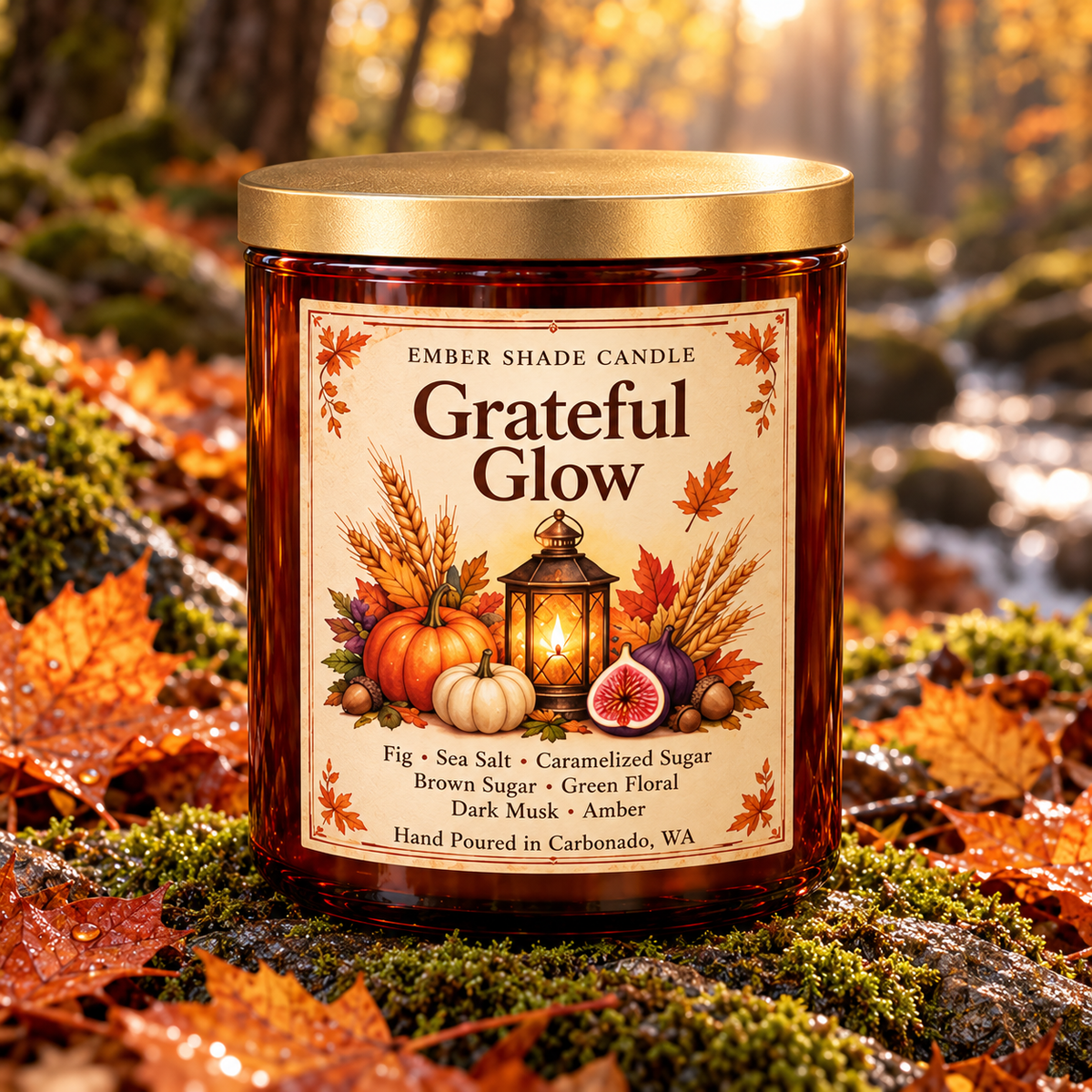 Ember Shade - Grateful Glow-Fig, Sea Salt, Caramelized Sugar, Brown Sugar, Green Floral, Dark Musk,Amber