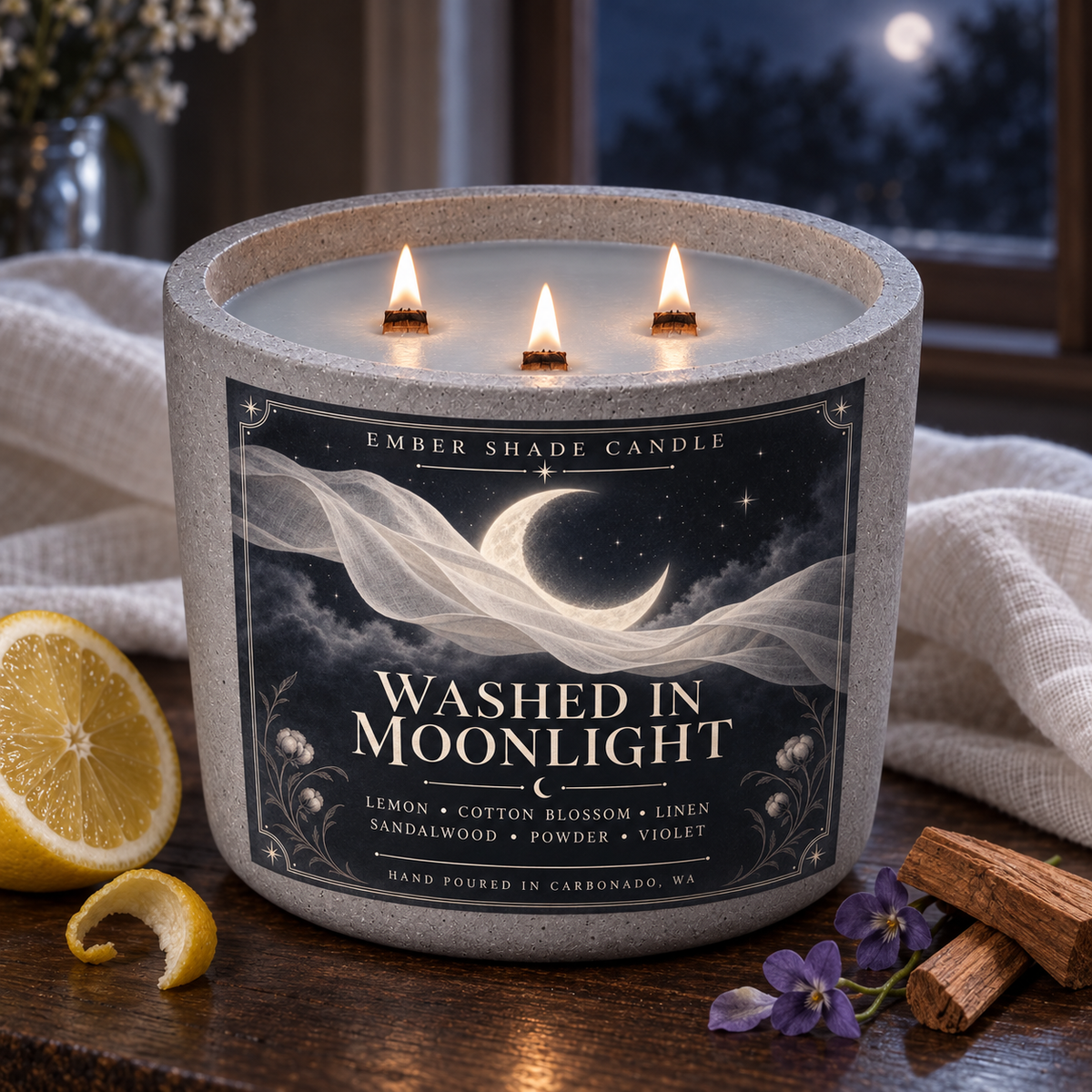 Ember Shade - Washed in Moonlight-Lemon, Cotton Blossom, Linen, Sandalwood, Powder, Violet