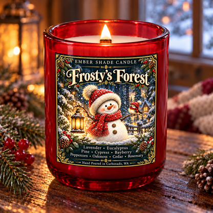 Ember Shade- Frosty’s Forest-Lavender, Eucalyptus, Pine, Cypress, Bayberry, Peppercorn, Oakmoss, Cedar, Rosemary