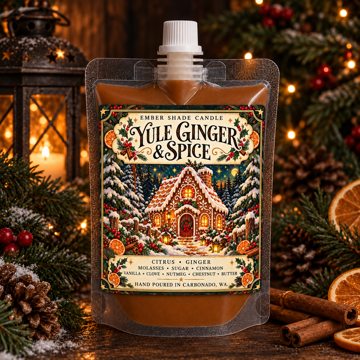 Ember Shade - Yule Ginger & Spice- Citrus, Ginger, Molasses, Cinnamon, Sugar, Vanilla, Clove, Nutmeg, Chestnut, Butter