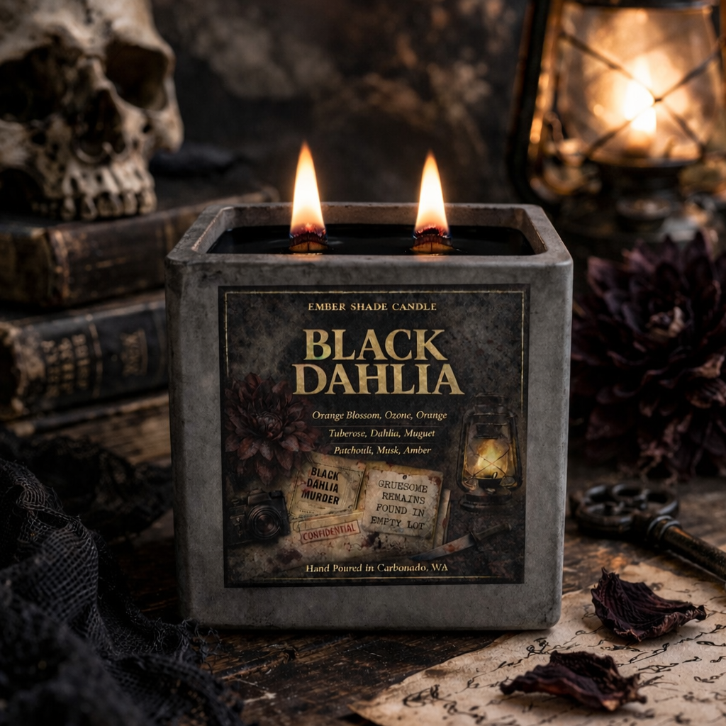 Ember Shade - Black Dahlia-Orange Blossom, Ozone, Orange
Tuberose, Dahlia, Patchouli, Musk, Amber