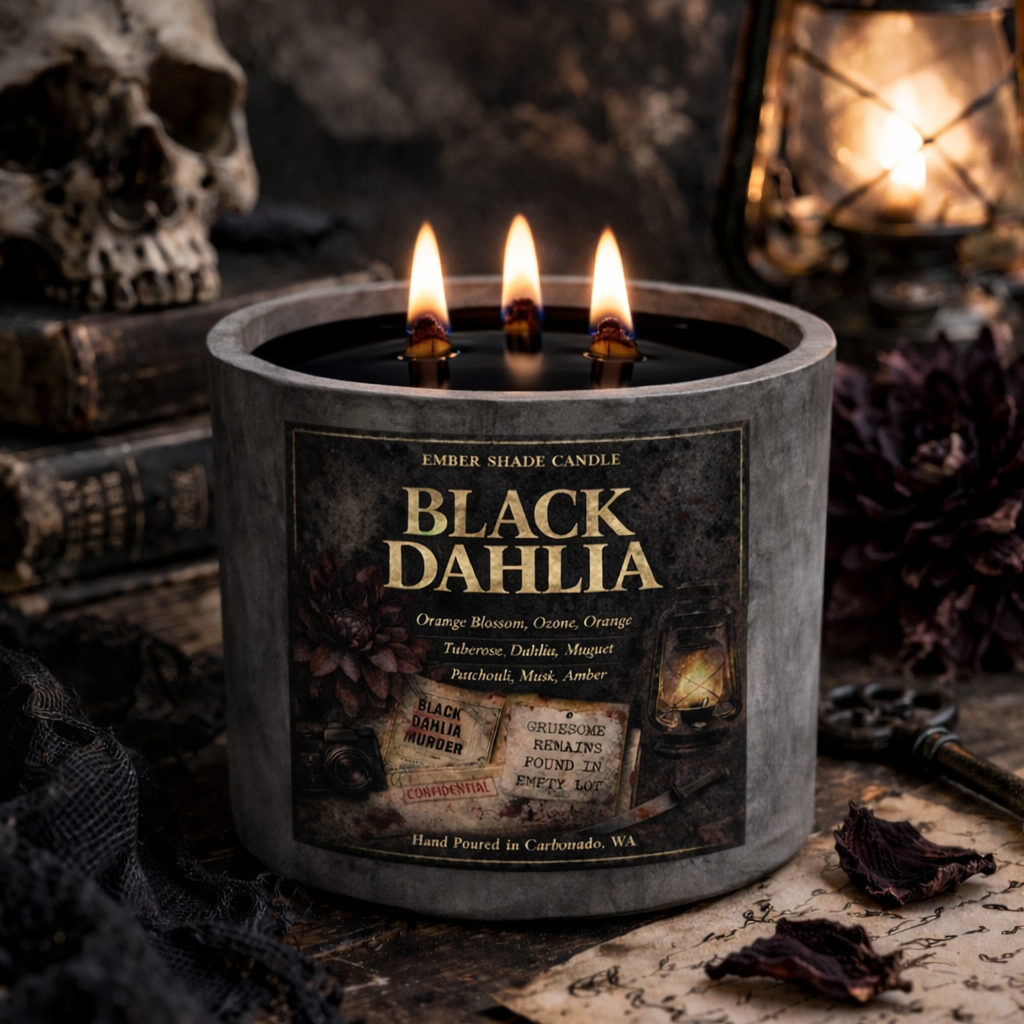 Ember Shade - Black Dahlia-Orange Blossom, Ozone, Orange
Tuberose, Dahlia, Patchouli, Musk, Amber