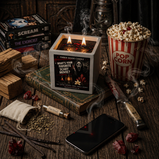 Ember Shade -What's your Favorite Scary Movie? Candle - White Oak & Vanilla