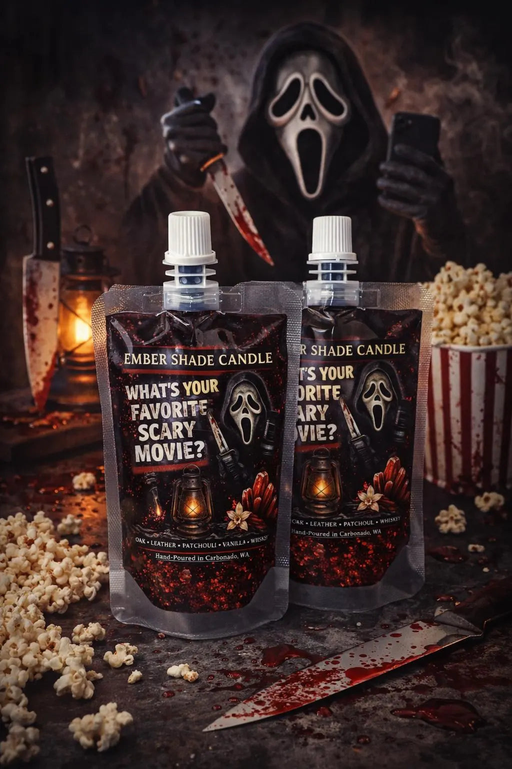 Ember Shade -What's your Favorite Scary Movie? Candle - White Oak & Vanilla